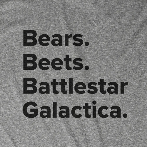 Bears. Beets. Battlestar Galactica.