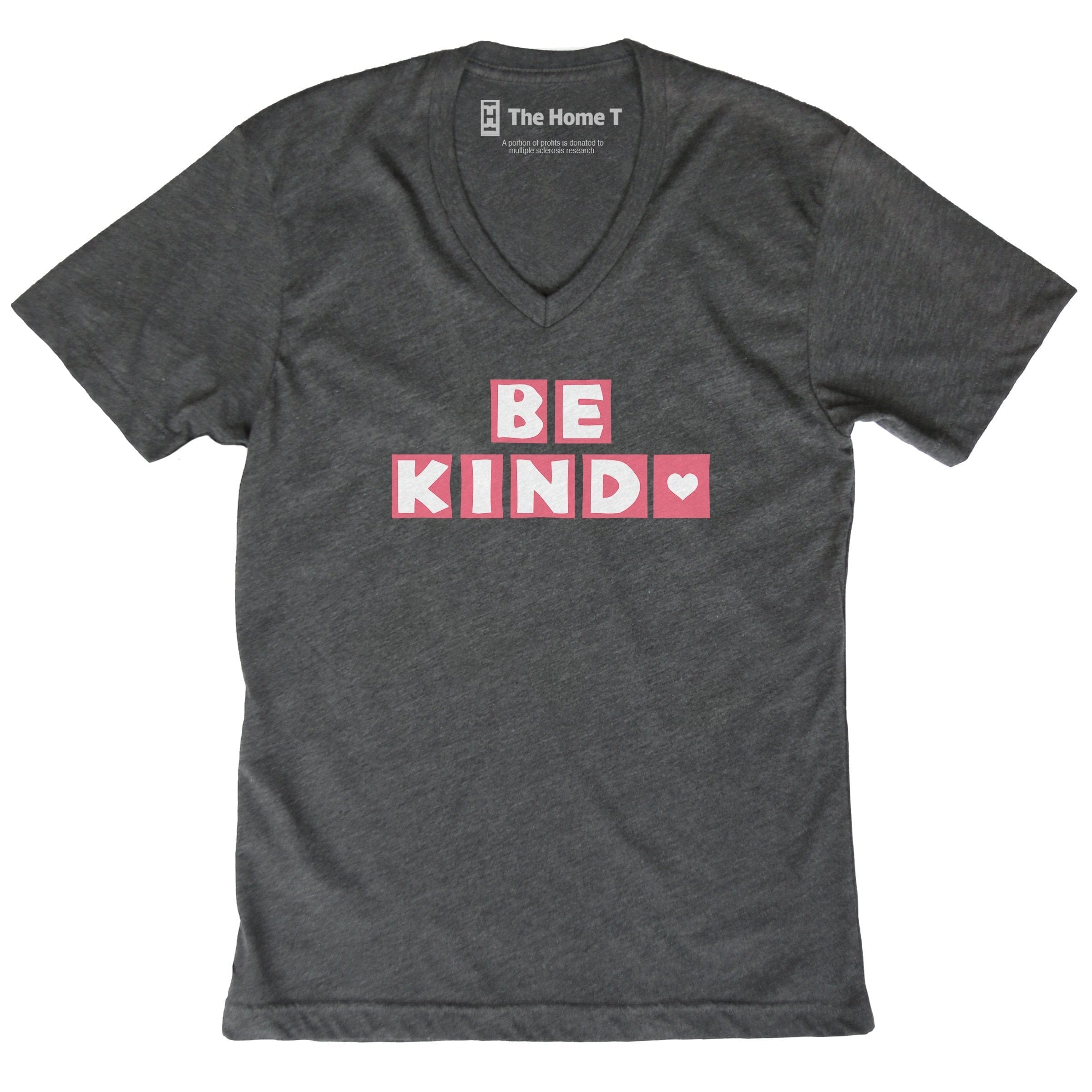 Be Kind Blocks Dark Grey V-Neck