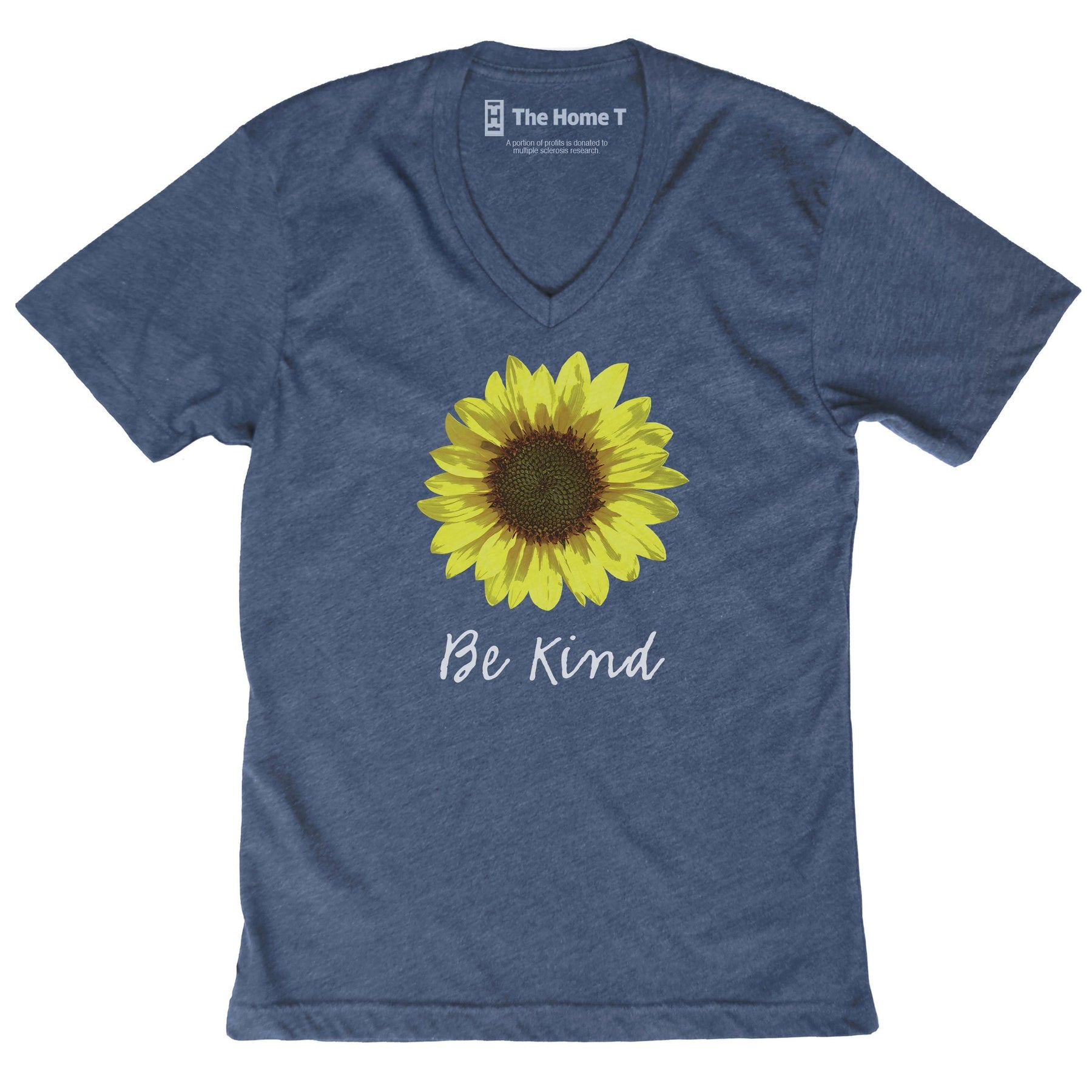 Be Kind Sunflower Navy V-neck