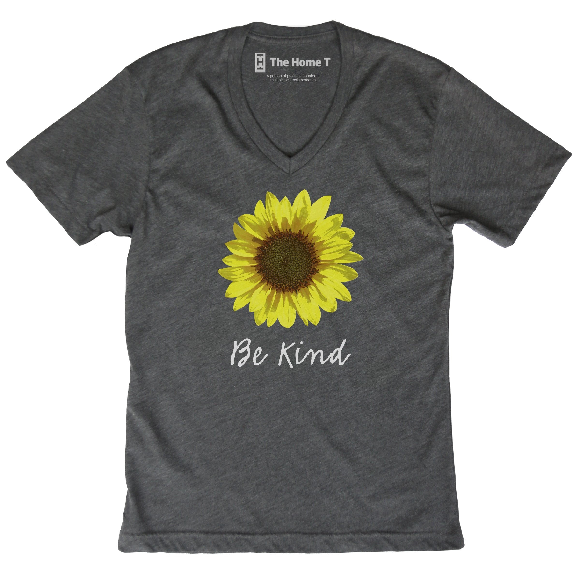 Be Kind Sunflower Grey V-neck