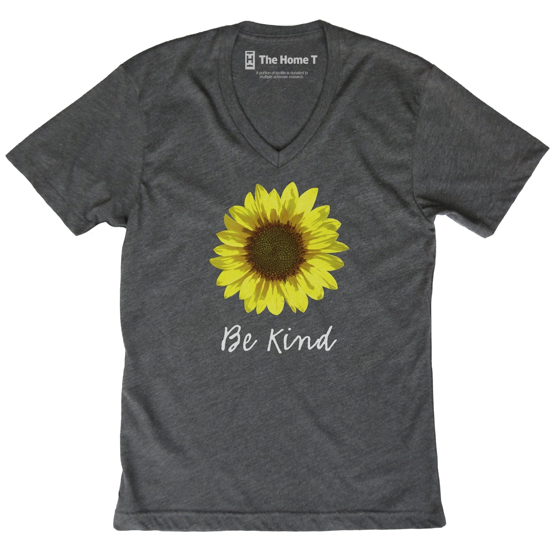 Be Kind Sunflower Grey V-neck