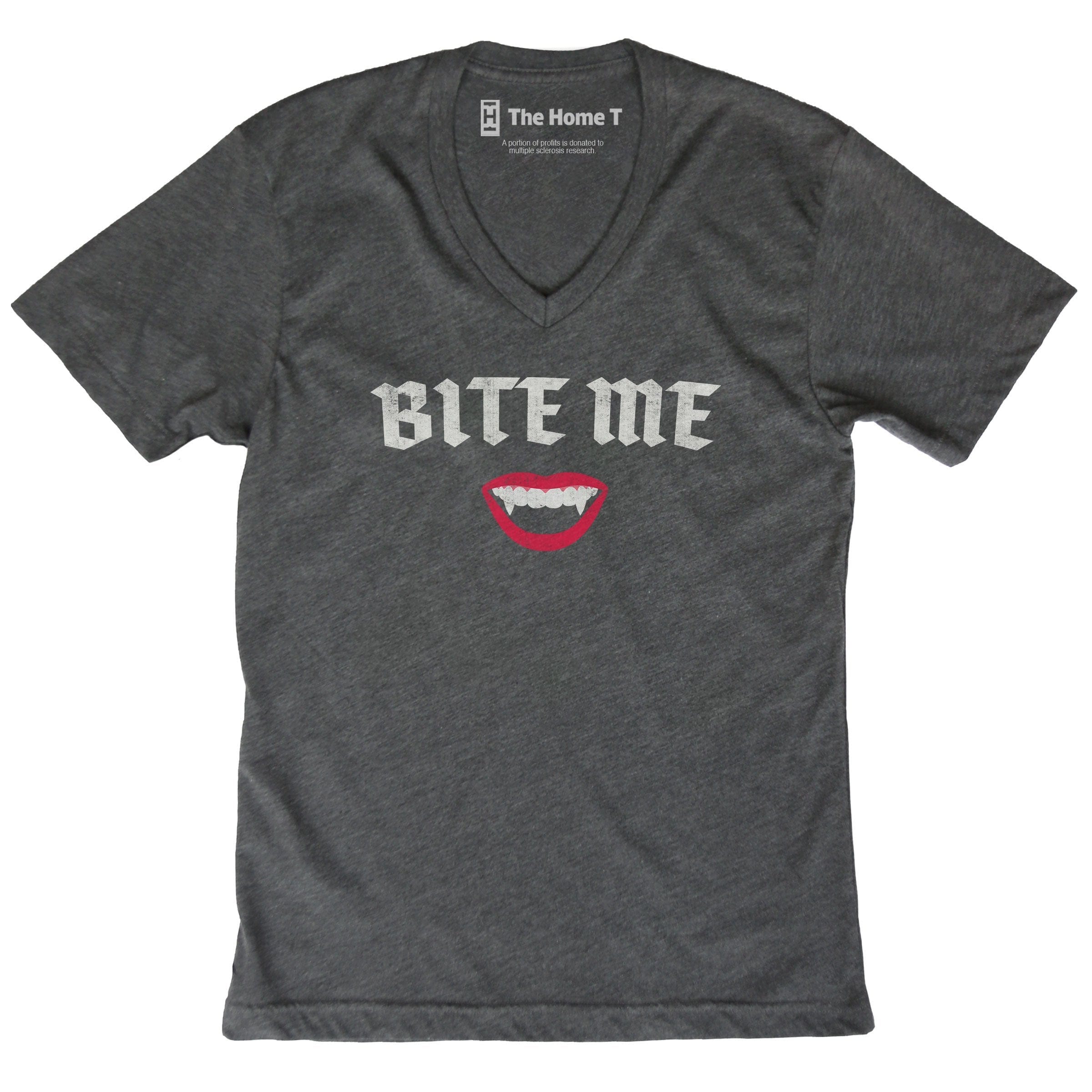 Bite Me Dark Grey V-Neck