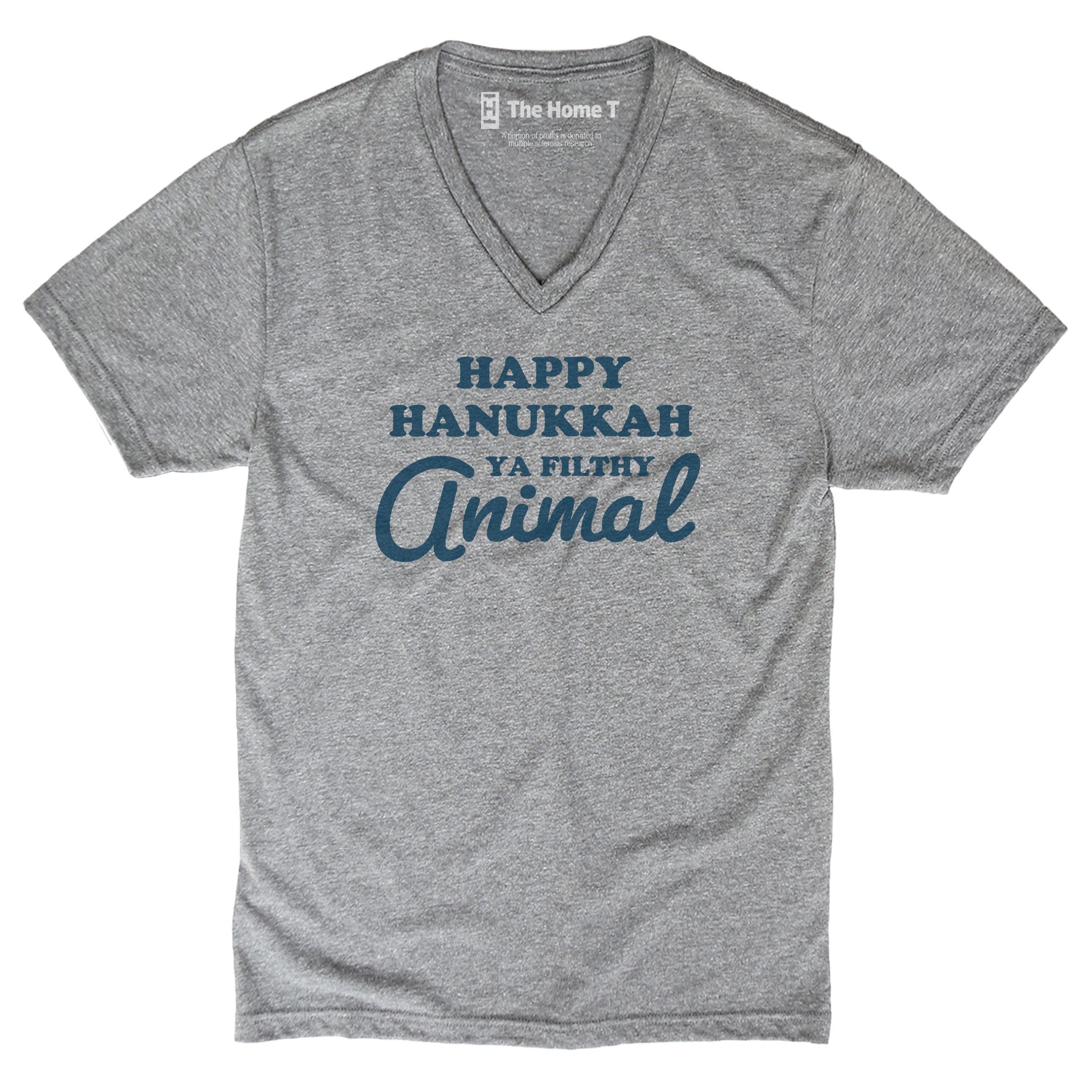 Happy Hanukkah Ya Filthy Animal V-neck