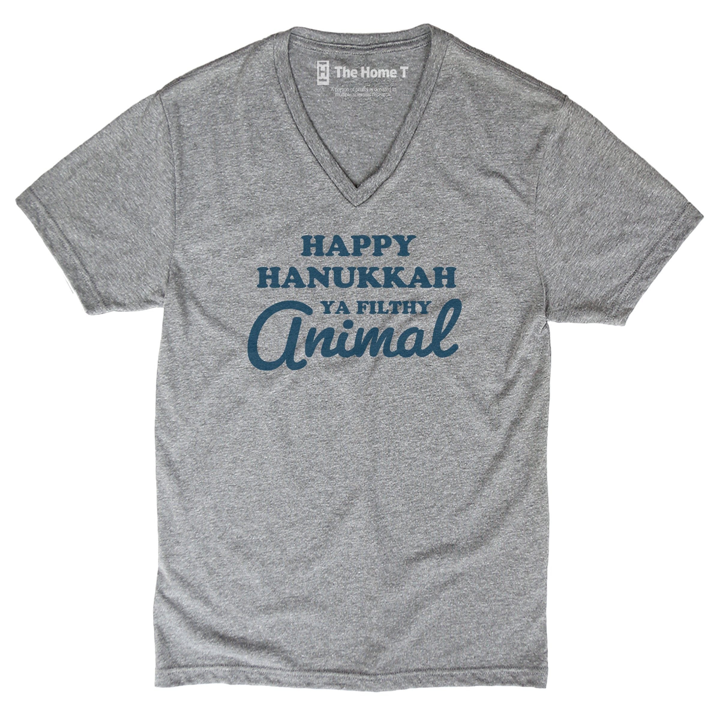 Happy Hanukkah Ya Filthy Animal V-neck