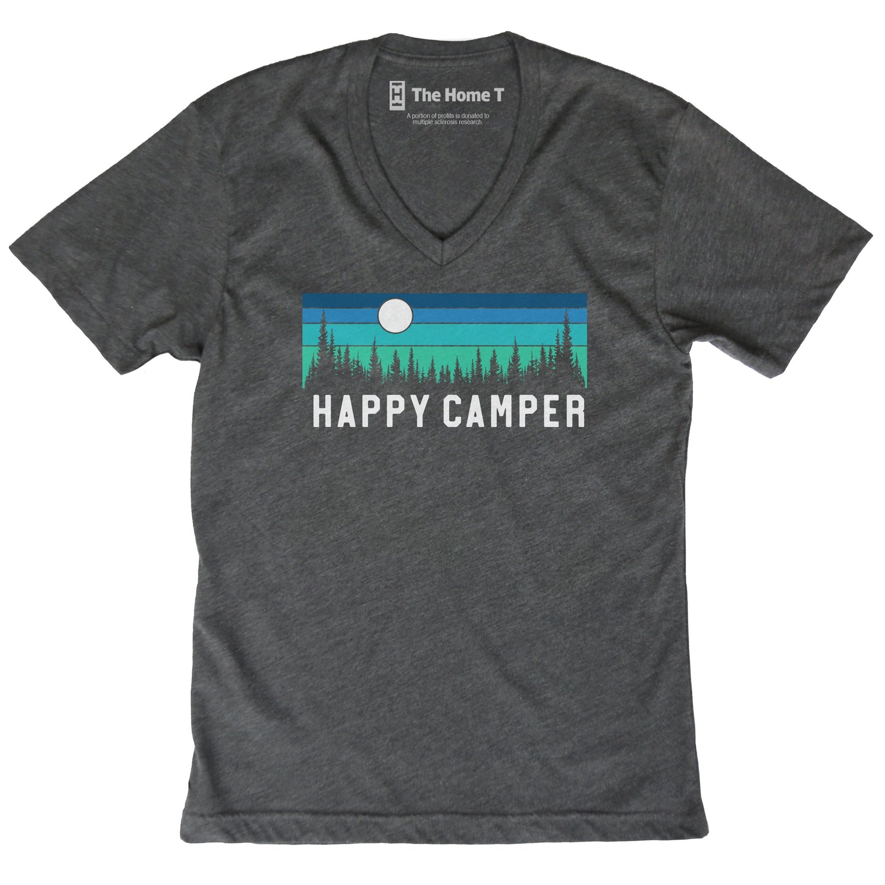Happy Camper Retro Dark Grey V-Neck