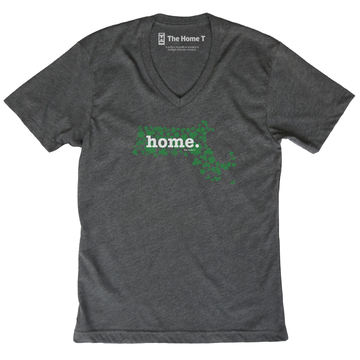 Massachusetts Clover Dark Grey V Neck