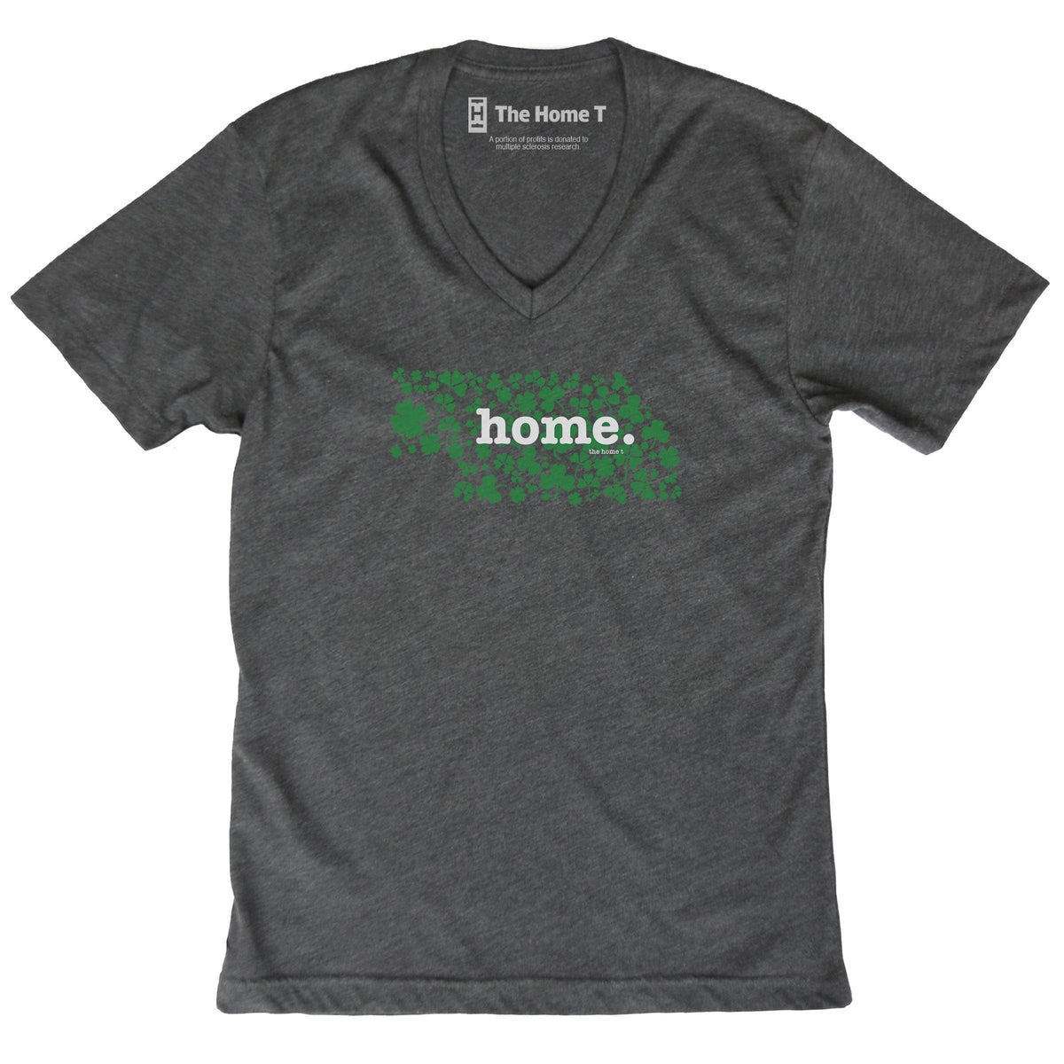 Nebraska Clover Dark Grey V Neck