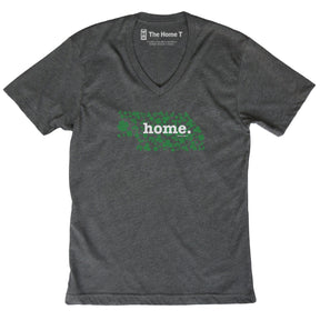 Nebraska Clover Dark Grey V Neck