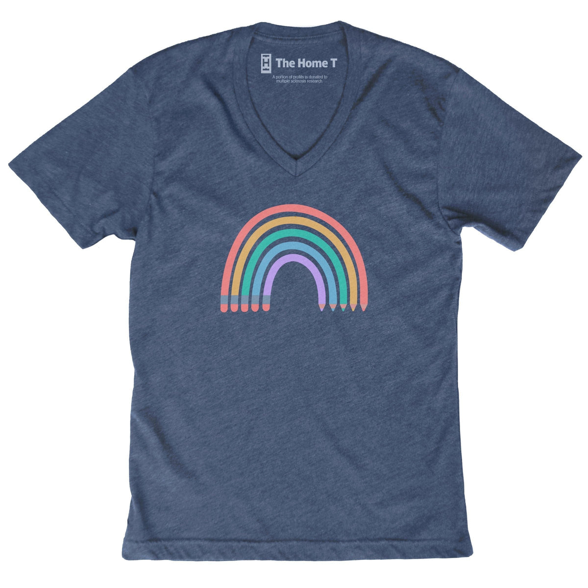 Pencil Rainbow Navy V-Neck