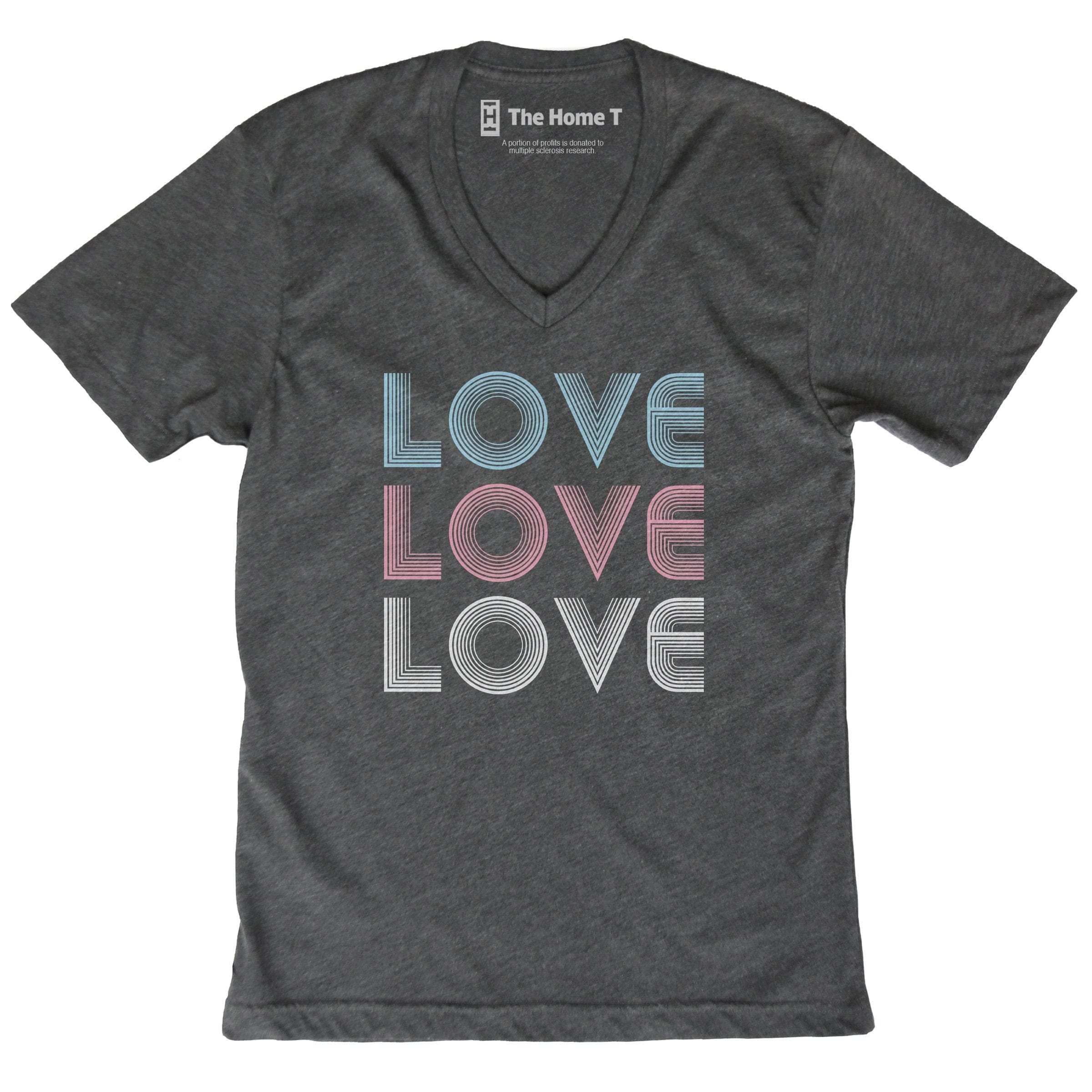 Retro love stacked. Dark Grey V-Neck