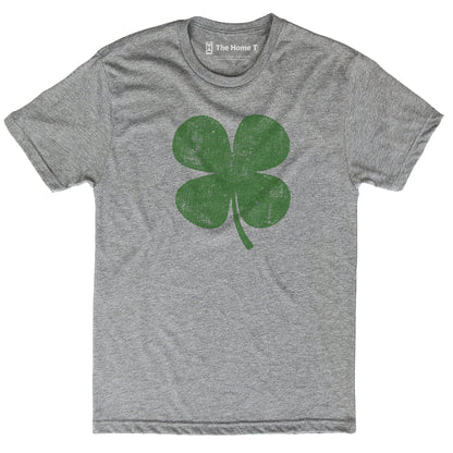 Lucky Clover Irish St. Patrick's Day T-Shirt For Women – Plaid Shamrock Graphic, 3/4 Sleeve, Light Grey