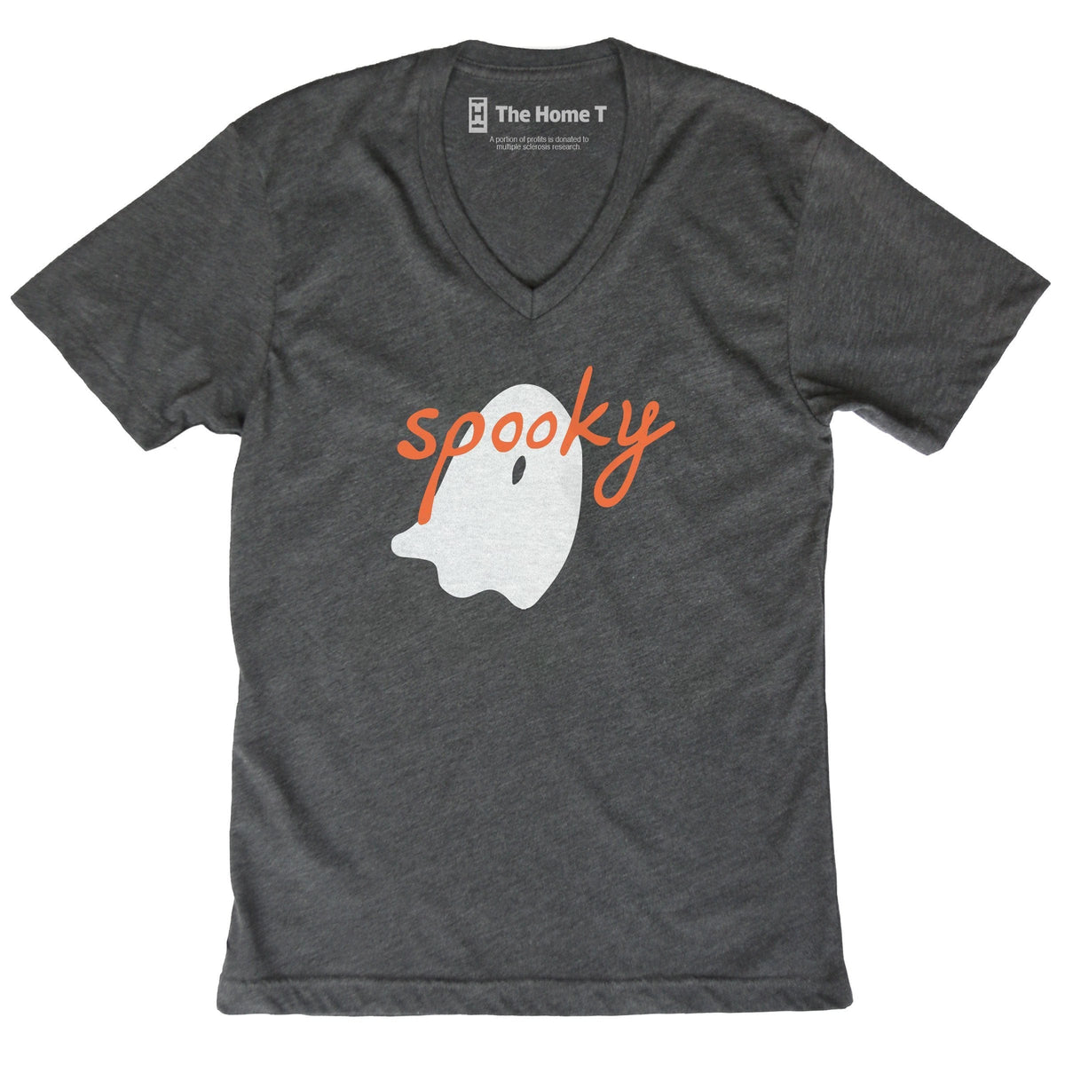 Spooky Ghost Dark Grey V-Neck
