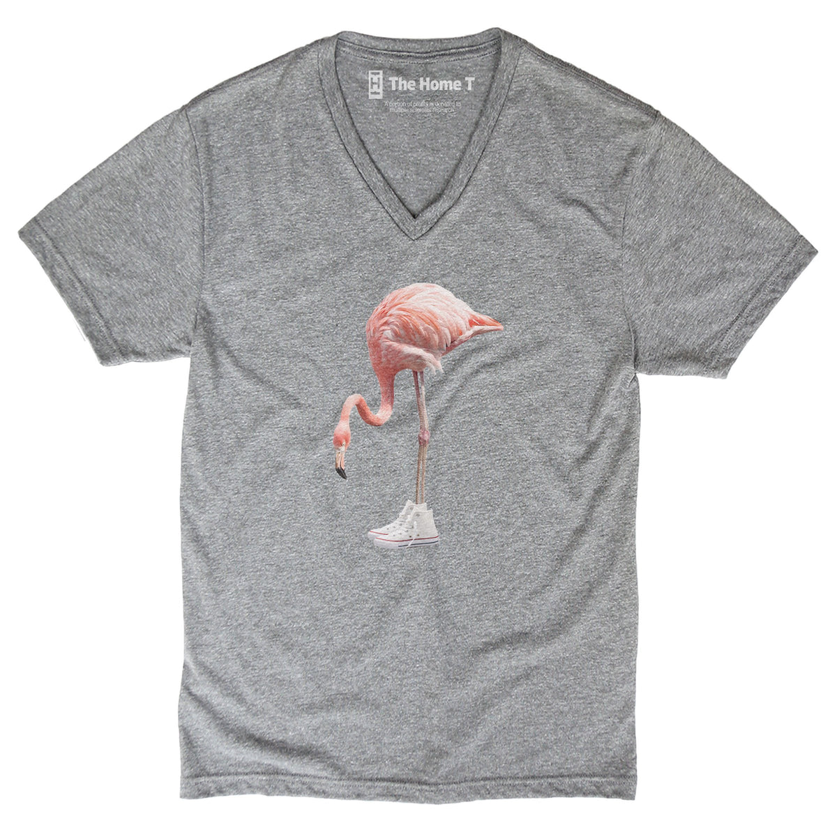 Flamingo in kicks athletic grey v neck