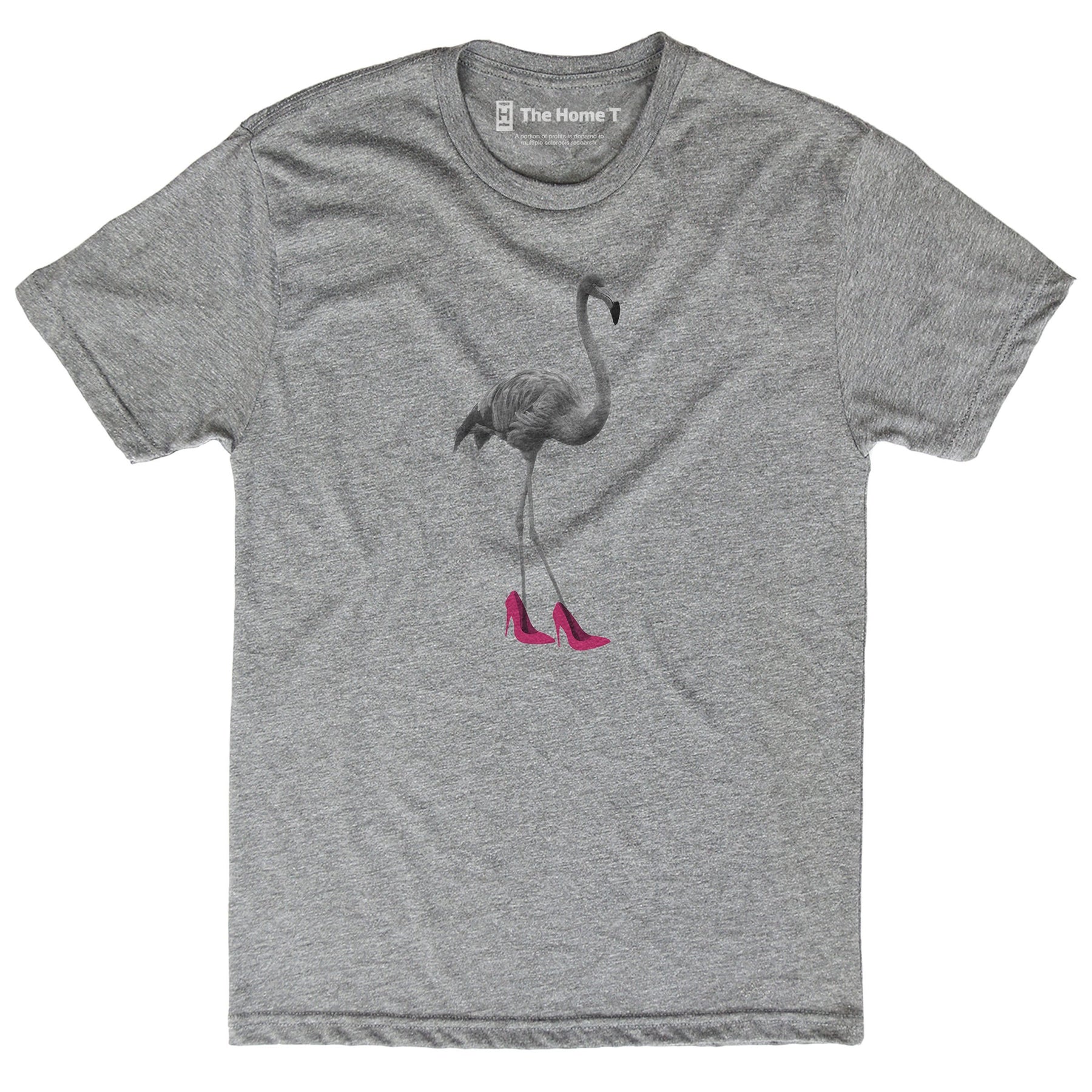 Flamingo in heels athletic grey crewneck
