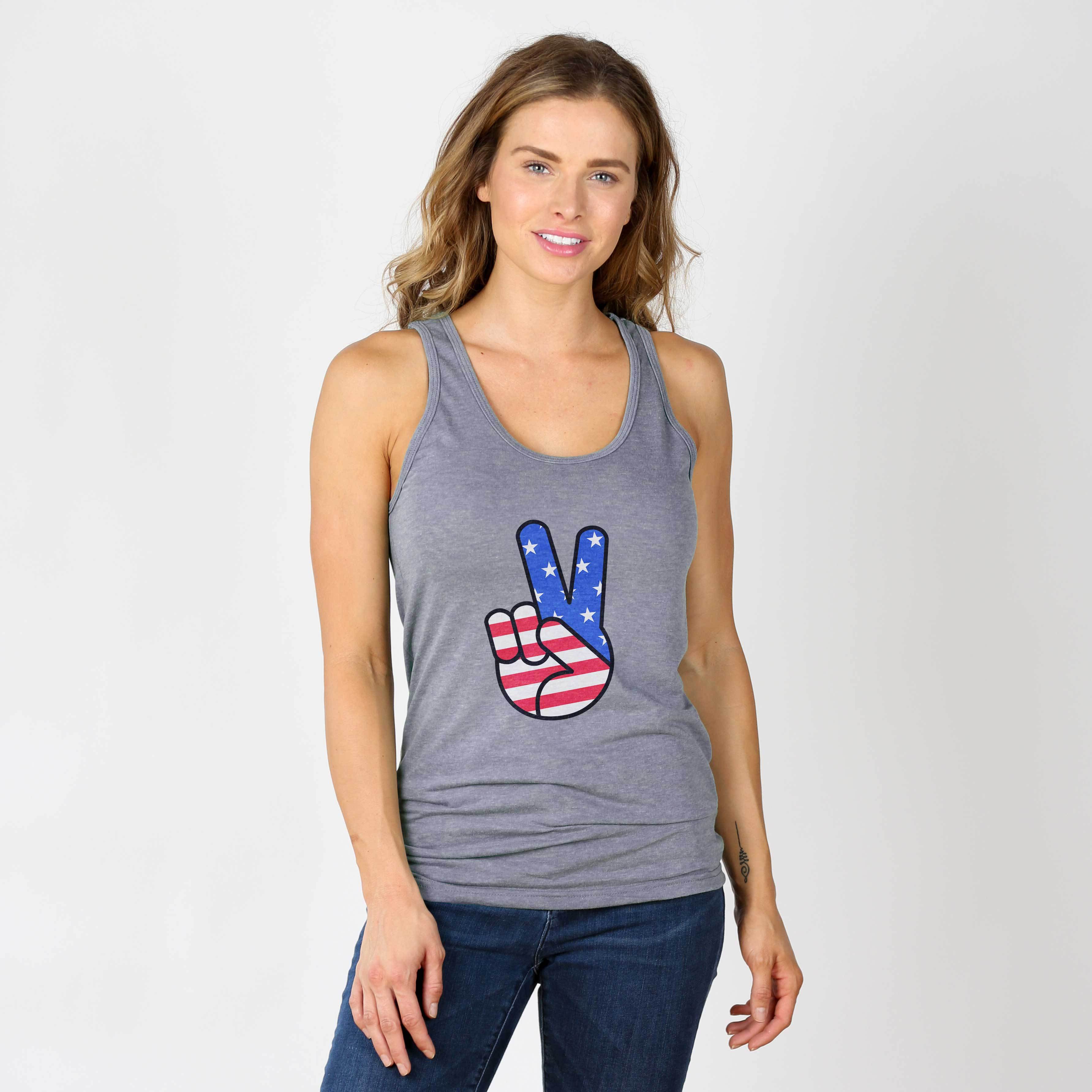 Peace, Love & USA Crew neck The Home T XS Tank Top 