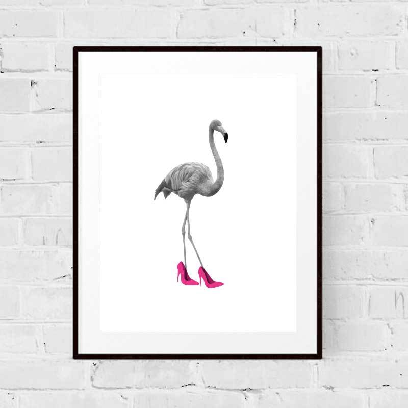 Flamingo In Heels Art Print